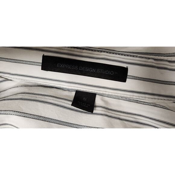 Express Design Long Sleeve Striped Black/White Shirt Size Small - Picture 7 of 7